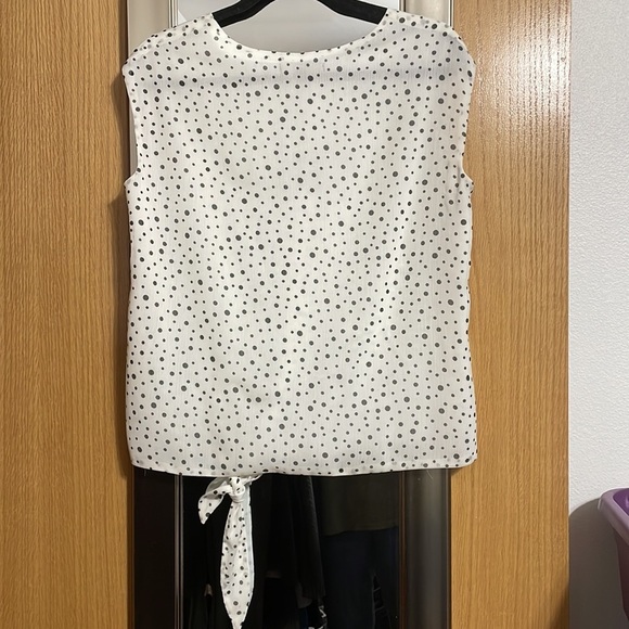 Melanie Lyne black and white polka dot lined blouse with bottom tie size 4 NEW - Picture 5 of 10